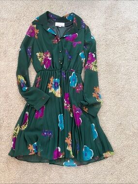 213Industry Green Floral Long Sleeve Midi Dress